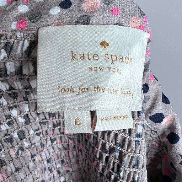 Kate Spade Taupe Soirée Multi Color Dot Shirt Dress 6 - Picture 5 of 6